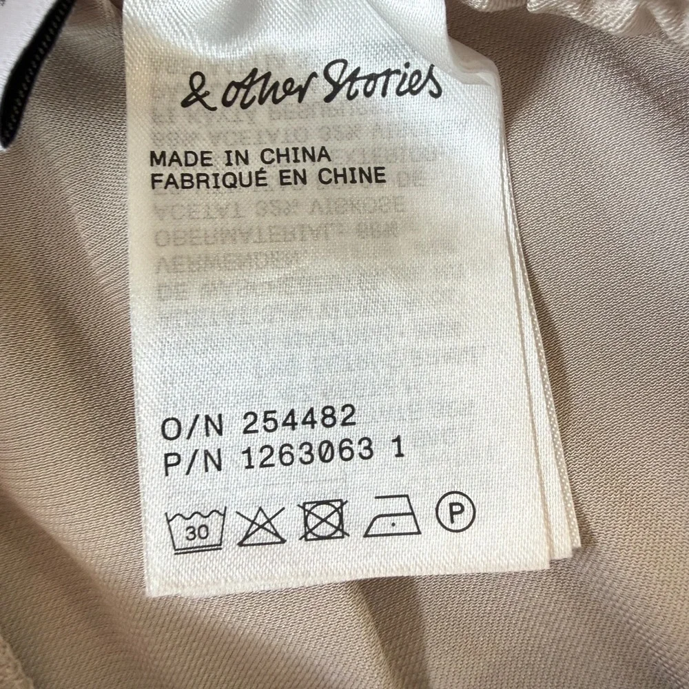& Other Stories Drawstring Satin Trousers Womens 6 Beige Wide Leg Relaxed Fit - Picture 13 of 15
